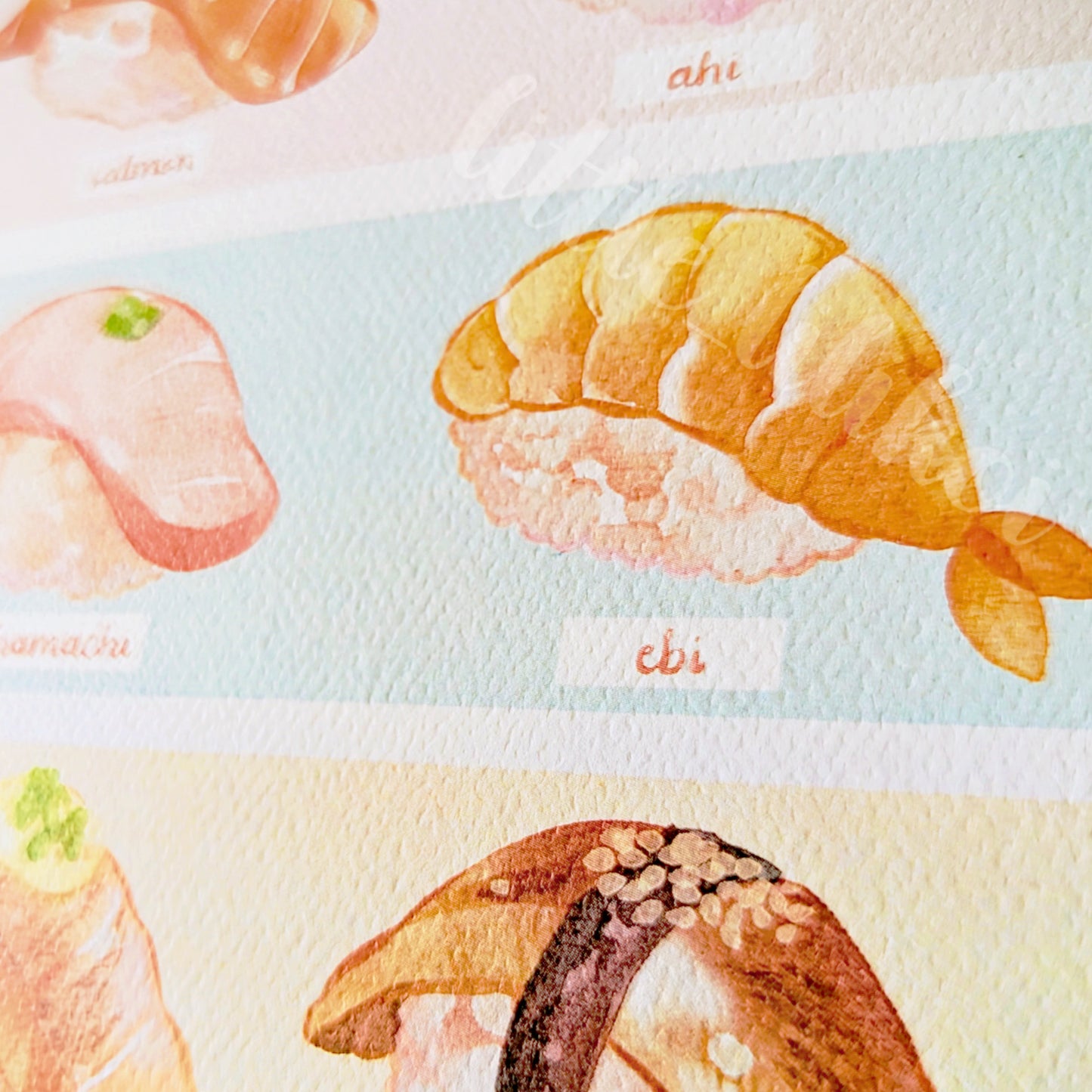 Impression d’art Sushi 6 » x 6 » Taille