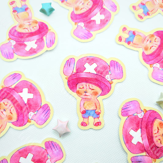 Pegatina troquelada de ciervo con cara de scrunchy