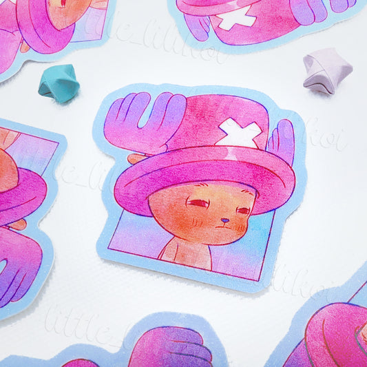 Pegatina troquelada de ciervo entrecerrado