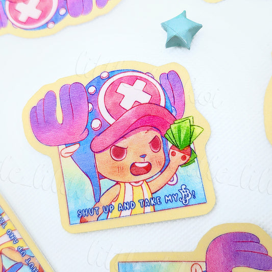 ¡Toma mi Beri! Pegatina troquelada de ciervo