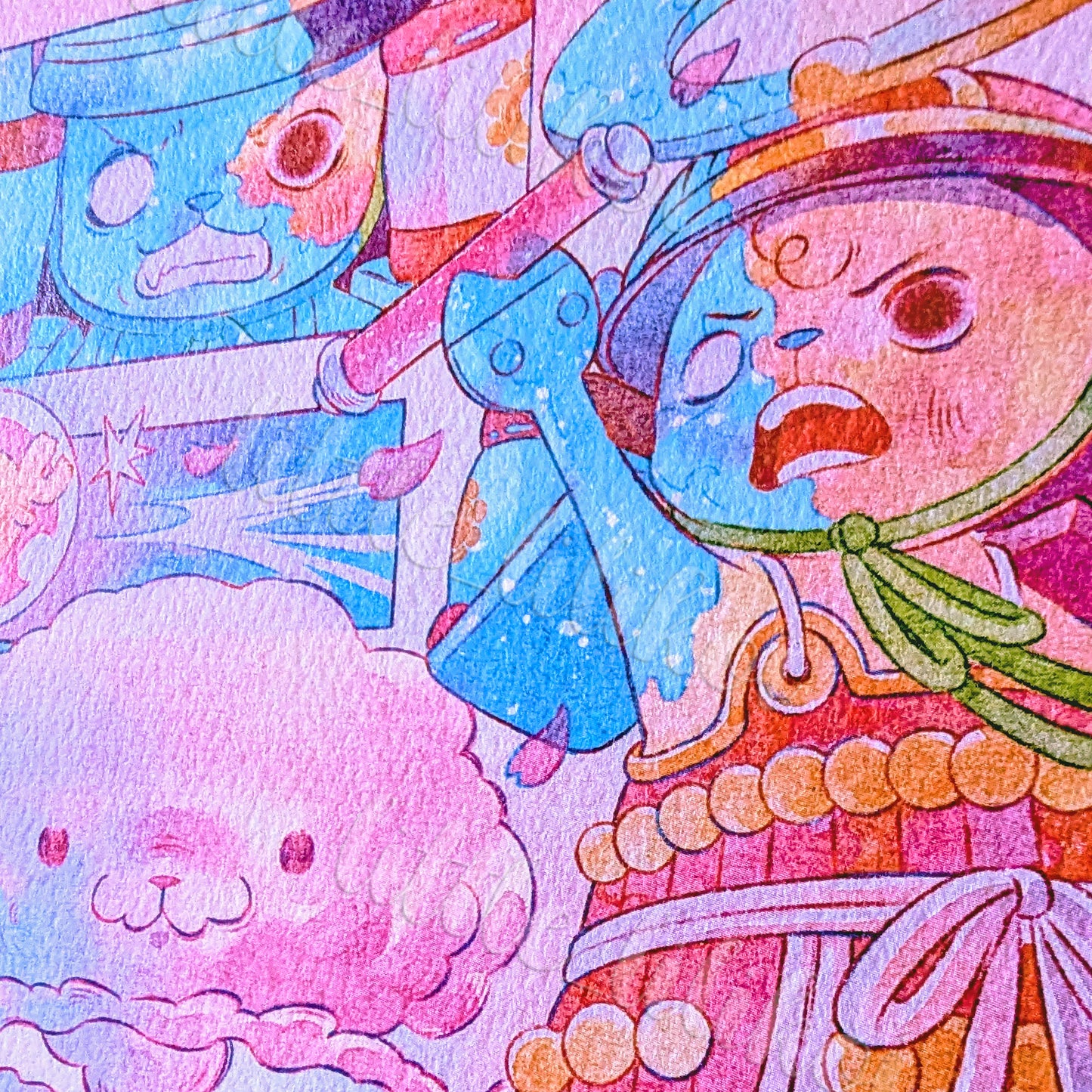 Zombie Samurai Deer Art Print Tamaño de 6" x 6"