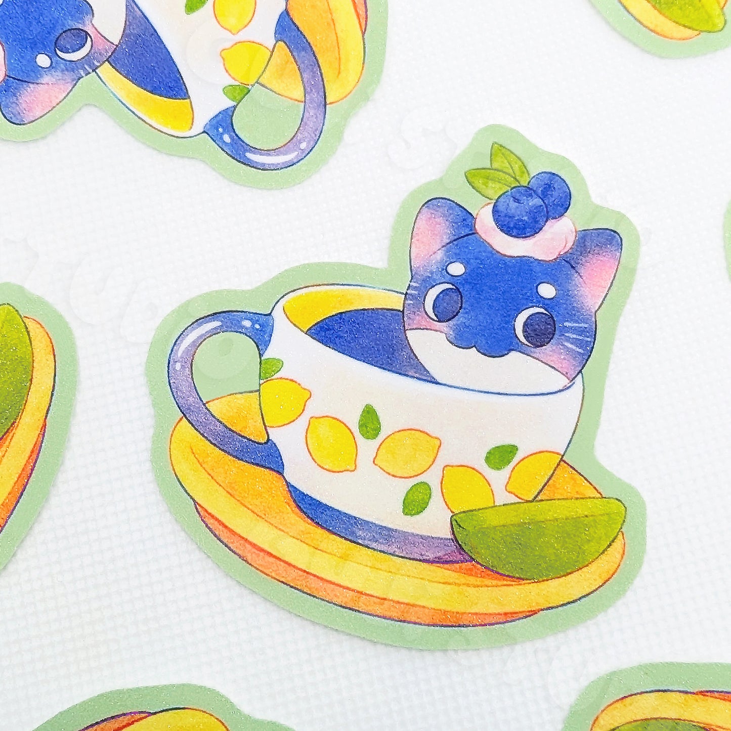 Teacup Tuxie Die-Cut Sticker