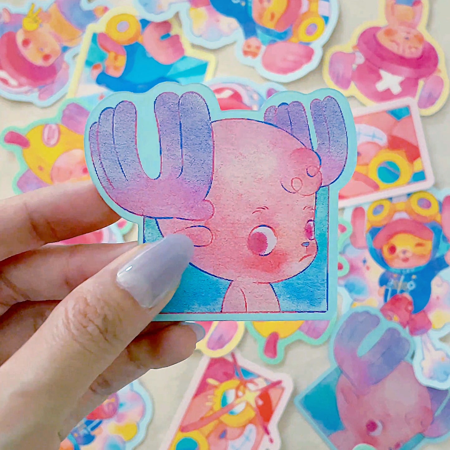 Pegatina con movimiento 3D de ojos laterales de ciervo