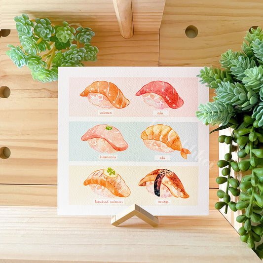 Sushi Art Print  6" x 6" Size