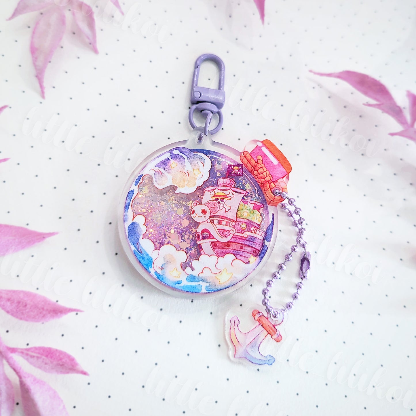 Sail on! Acrylic Glittery Liquid Keychain