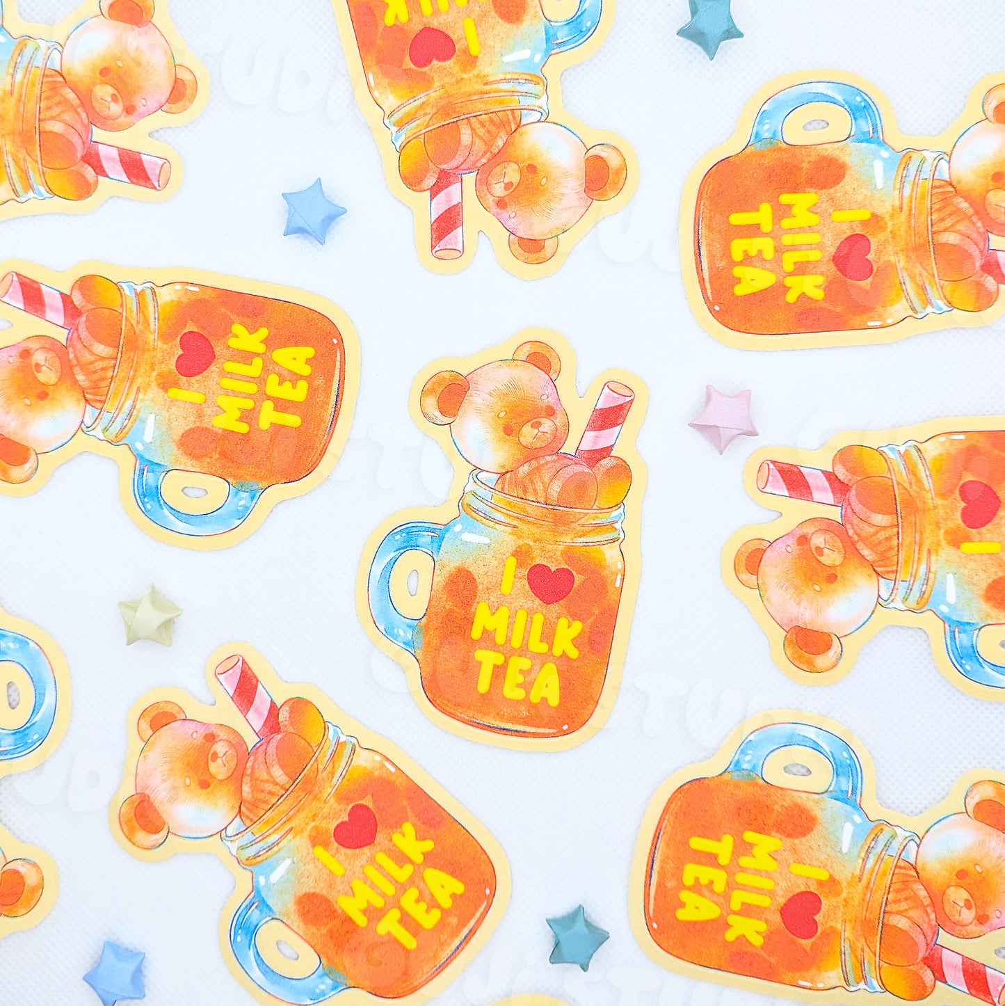 Milk Tea Teddy Die-Cut Sticker