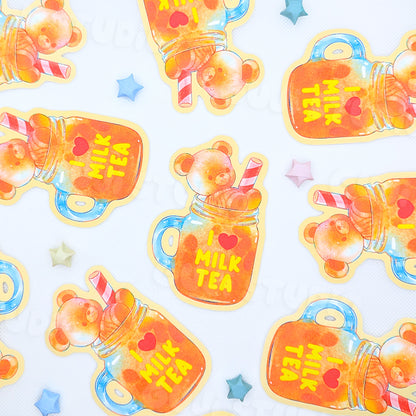 Milk Tea Teddy Die-Cut Sticker