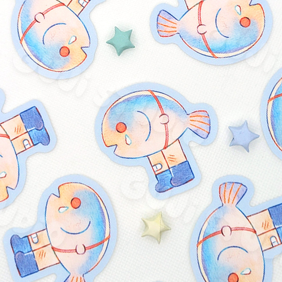 Crying Fish Die-Cut Sticker – Guji Studio