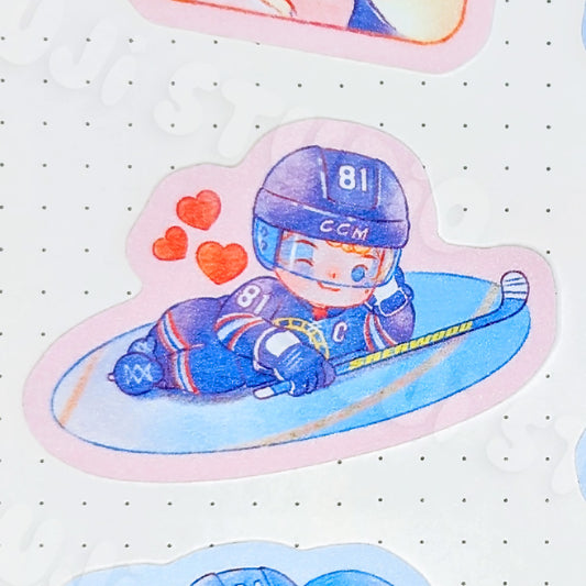 Charming Hockey Boy Die-Cut Sticker