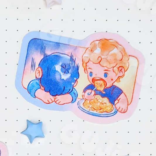 Eating Spaghetti Die-Cut Sticker